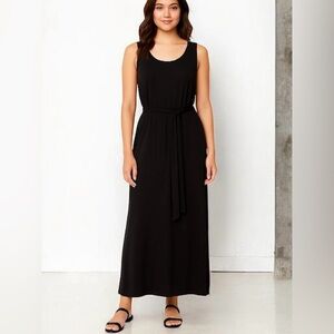 NWT!Catherines Elegant Black Sleeveless Back Embroidered Maxi Dress Size 3X